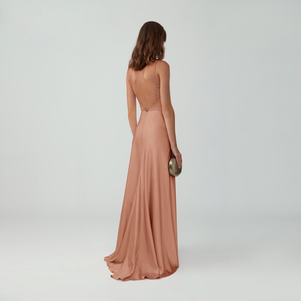 Fame and Partners Strappy Draped Gown with Low Cut Back NWT